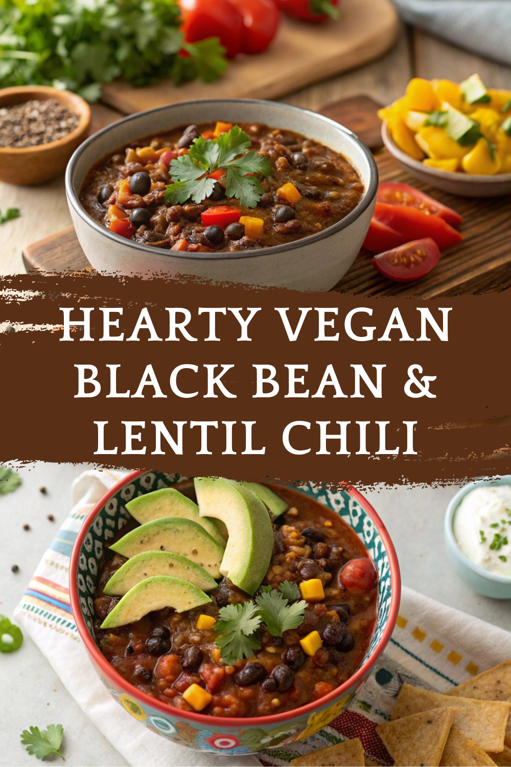 Hearty Vegan Black Bean & Lentil Chili