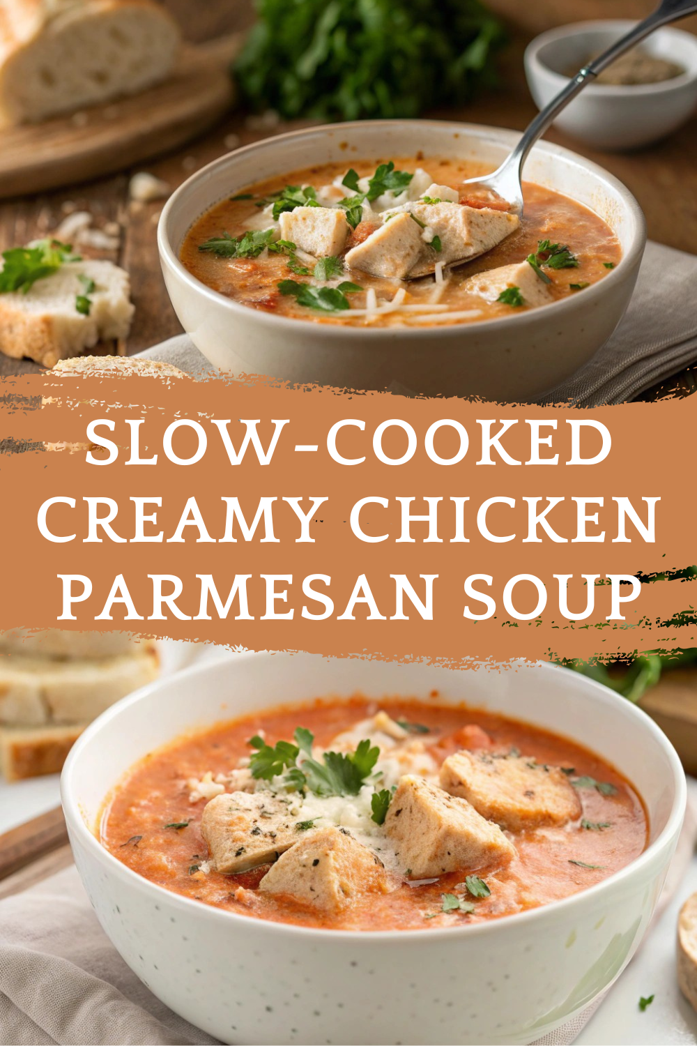 Slow-Cooked Creamy Chicken Parmesan Soup