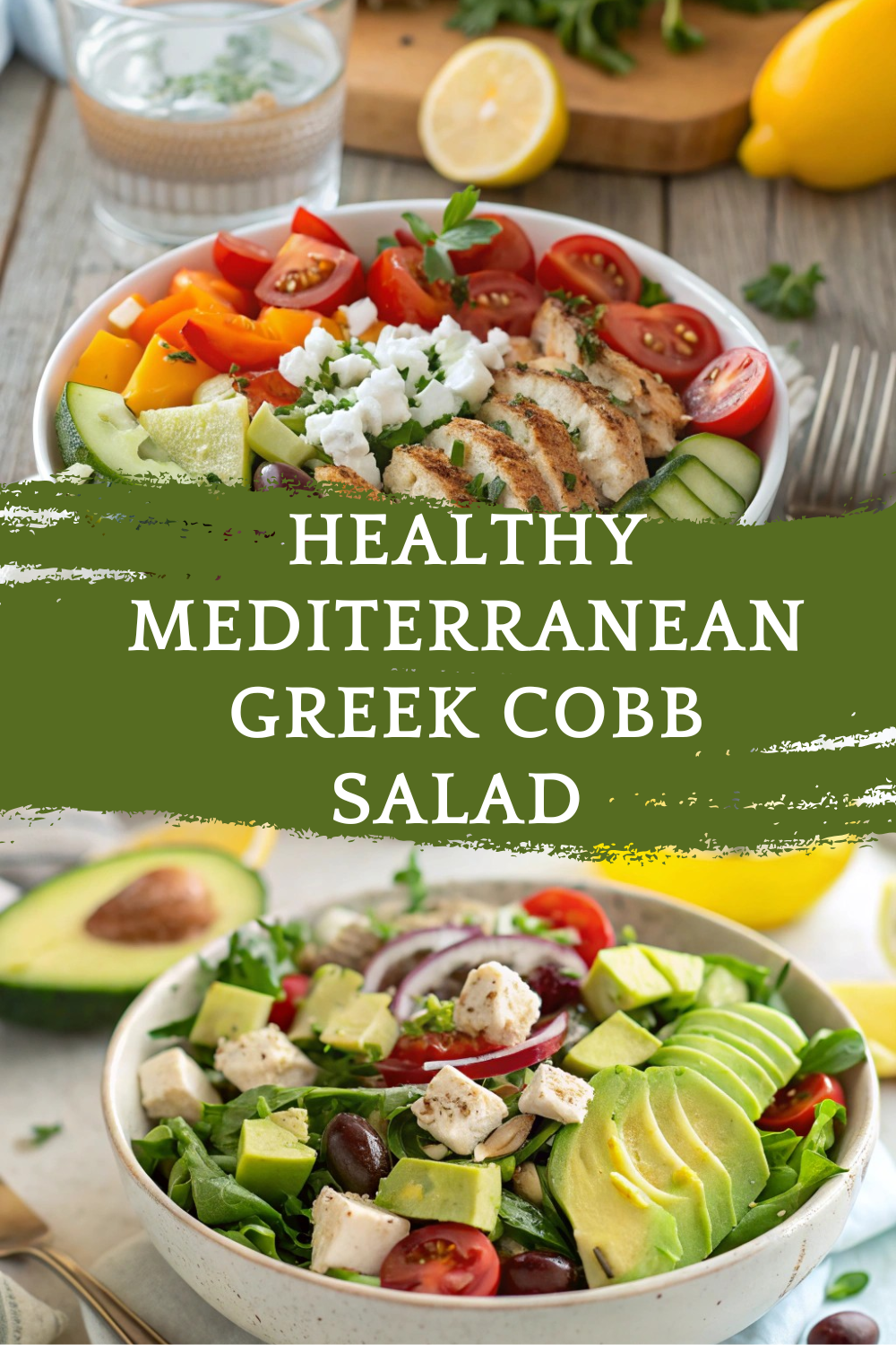Healthy Mediterranean Greek Cobb Salad with Chicken